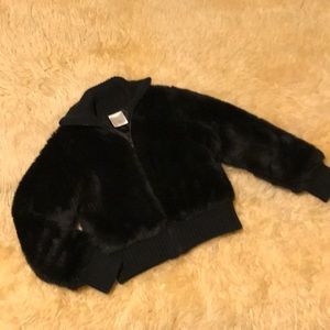 Girls’ faux fur bomber jacket